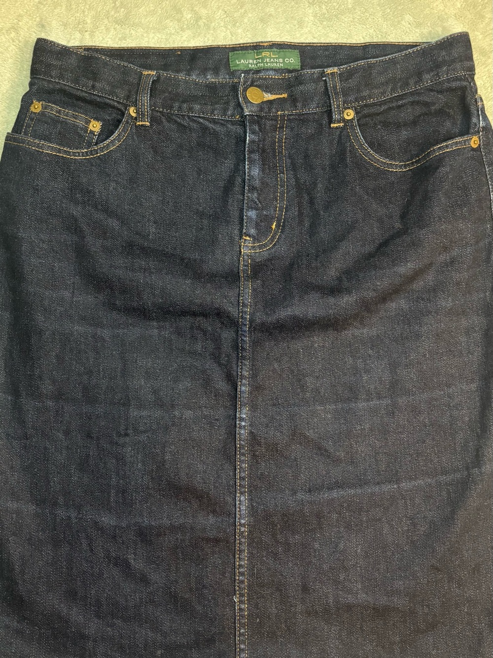 Lauren Jeans Co Ralph Lauren Dark Wash Denim Midi Skirt